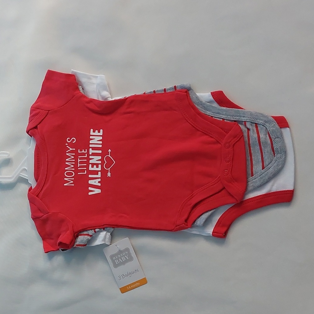 Hudson Baby lnfant cotton Bodysuit valentine truck 3-6‎ months